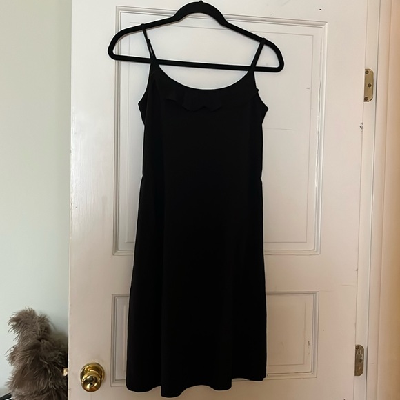 Loft Black adjustable XS Spaghetti Strap Dress w/ ruffle - Picture 3 of 10